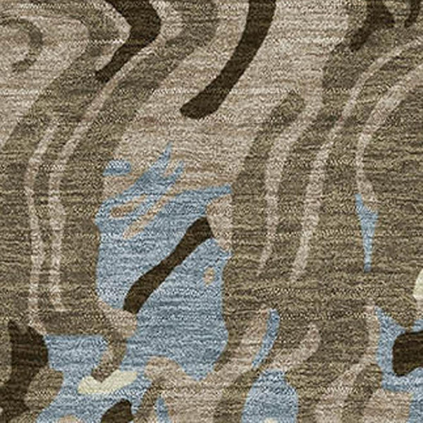 HomeRoots 8' X 10' Abstract Washable Area Rug in Taupe, Blue & Beige - UV Protected, Stain Resistant & Stylish 681477