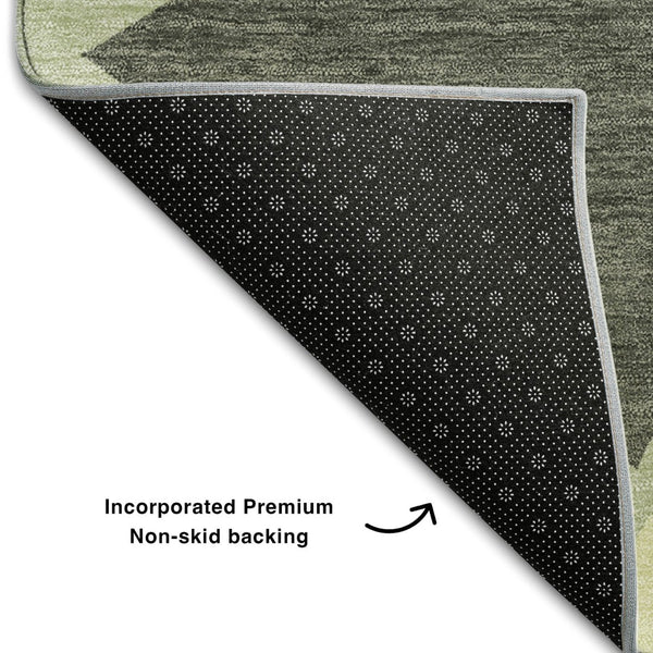 HomeRoots 9' X 12' Stylish Artichoke Green Aqua Geometric Area Rug - Washable, UV-Protected & Family-Friendly! 681490