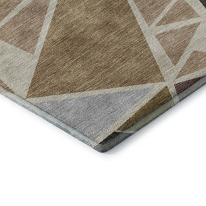 HomeRoots 5' X 8' Washable Geometric Area Rug in Beige, Brown & Mauve – Stylish, Stain-Resistant & UV Protected! 681493