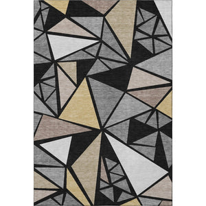 HomeRoots 9' X 12' Stylish Geometric Washable Area Rug - Durable, Stain-Resistant & UV Protected for Modern Homes 681502