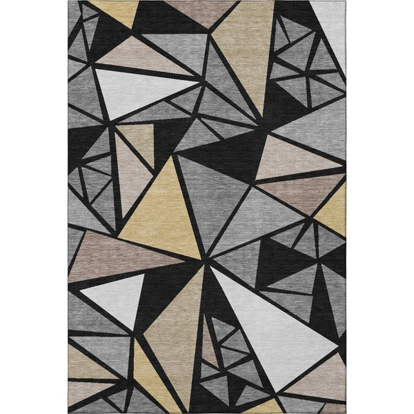 HomeRoots 9' X 12' Stylish Geometric Washable Area Rug - Durable, Stain-Resistant & UV Protected for Modern Homes 681502