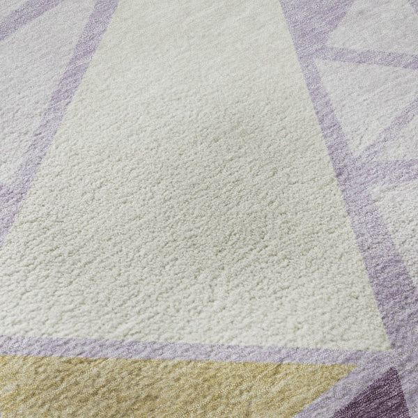 HomeRoots 10' Modern Geometric Area Rug in Lavender, Lime Green & Ivory - Washable, UV Resistant & Stylish! 681533