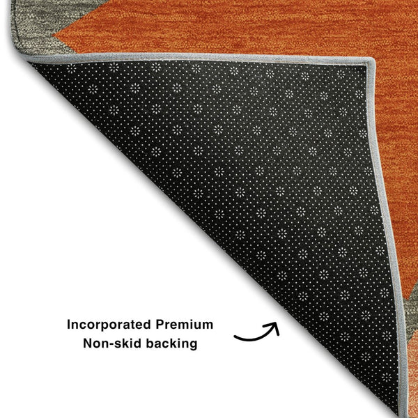 HomeRoots 5' X 8' Washable Rust Orange & Salmon Geometric Area Rug – UV Protected, Stain Resistant & Stylish! 681541