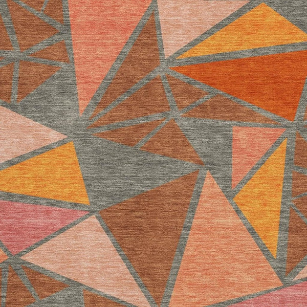 HomeRoots 5' X 8' Washable Rust Orange & Salmon Geometric Area Rug – UV Protected, Stain Resistant & Stylish! 681541