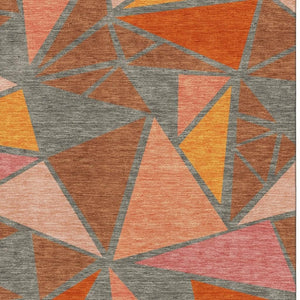 HomeRoots 9' x 12' Geometric Rust Orange and Salmon Area Rug - Washable, UV-Protected, Family-Friendly Design! 681544