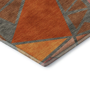 HomeRoots 10' X 14' Stylish Rust Orange & Salmon Geometric Area Rug - Washable, UV Protected, Durable Design 681545