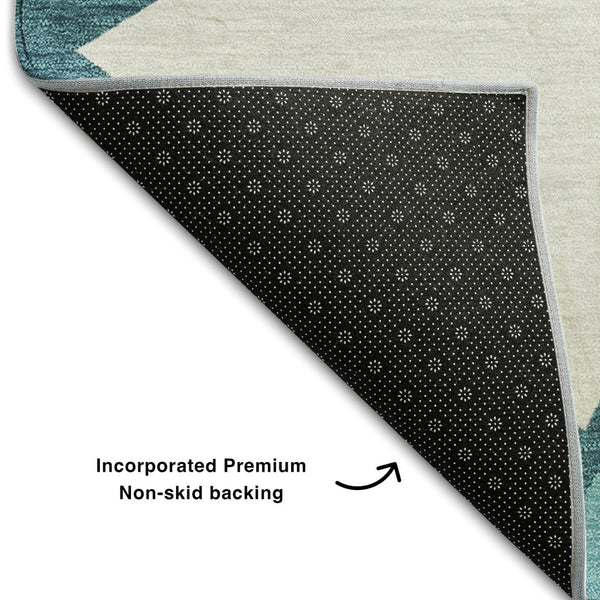 HomeRoots 8' X 10' Teal Green & Ivory Geometric Area Rug - Washable, UV Protected, Stain Resistant & Stylish! 681549