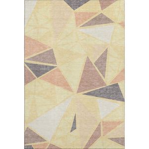 HomeRoots 8' X 10' Wheat Gray & Copper Geometric Area Rug - Durable, Washable, UV Protected for Modern Spaces 681555