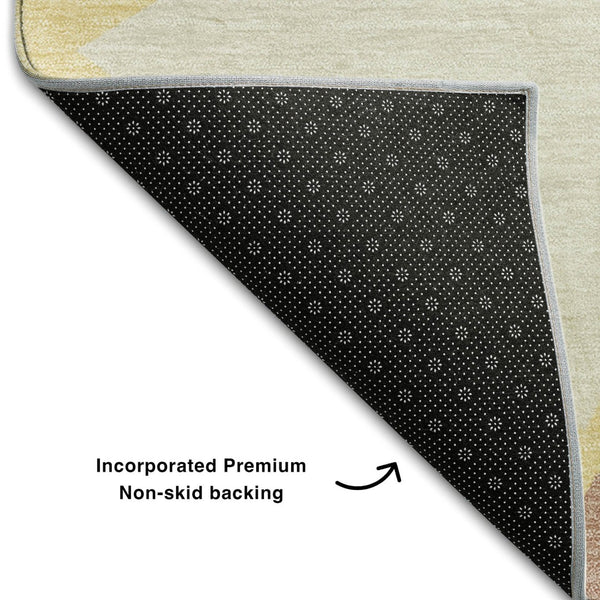 HomeRoots 8' X 10' Wheat Gray & Copper Geometric Area Rug - Durable, Washable, UV Protected for Modern Spaces 681555