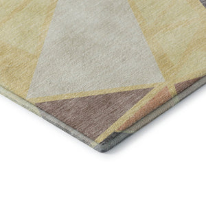 HomeRoots 8' X 10' Wheat Gray & Copper Geometric Area Rug - Durable, Washable, UV Protected for Modern Spaces 681555