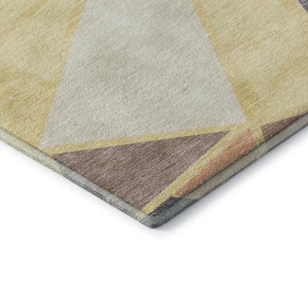 HomeRoots 8' X 10' Wheat Gray & Copper Geometric Area Rug - Durable, Washable, UV Protected for Modern Spaces 681555