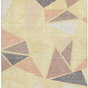 HomeRoots 8' X 10' Wheat Gray & Copper Geometric Area Rug - Durable, Washable, UV Protected for Modern Spaces 681555