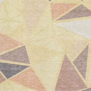 HomeRoots 9' X 12' Wheat Gray & Copper Geometric Washable Area Rug with Stain Resistance & UV Defense 681556