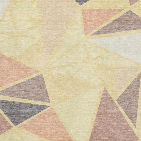 HomeRoots 10' X 14' Wheat Gray & Copper Geometric Area Rug - Washable, UV-Protected, Stylish & Durable Design 681557