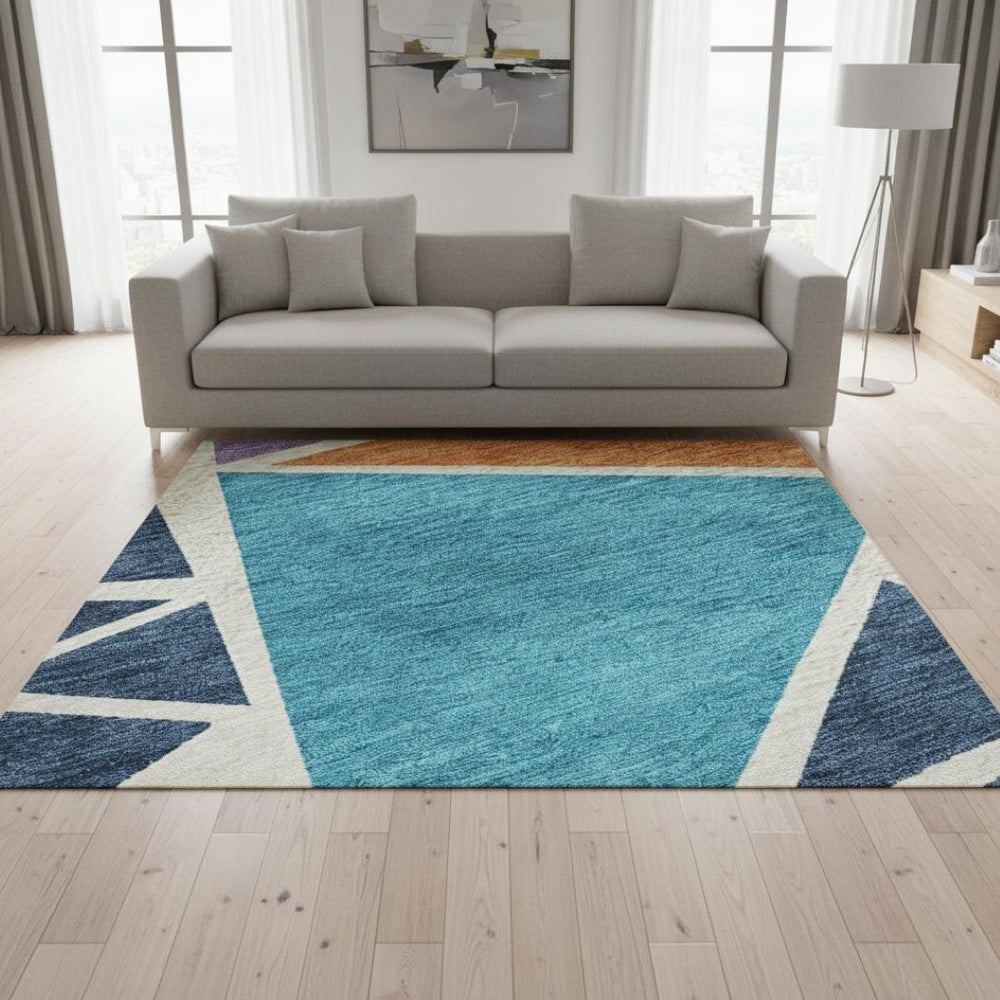 HomeRoots 5' X 8' Vibrant Geometric Washable Area Rug with UV Protection for Stylish, Durable Home Décor 681559