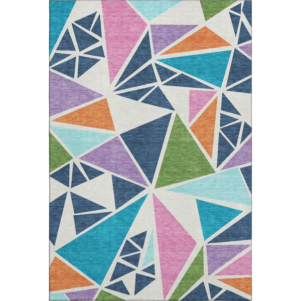 HomeRoots 5' X 8' Vibrant Geometric Washable Area Rug with UV Protection for Stylish, Durable Home Décor 681559