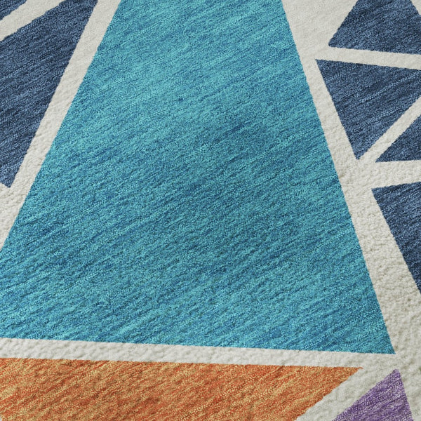 HomeRoots 8' X 10' Bold Washable Area Rug in Teal, Pink & Orange - UV Protected, Stain Resistant, Durable Design 681561