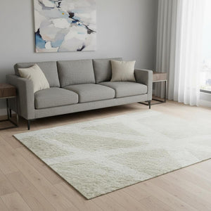 HomeRoots 5' X 8' Beige and Ivory Geometric Area Rug - Washable, Stain Resistant, UV Protected for Modern Homes 681565