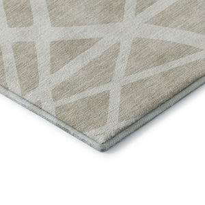 HomeRoots 9' X 12' Stylish Beige and Ivory Geometric Washable Area Rug with UV Protection for High-Traffic Spaces 681568