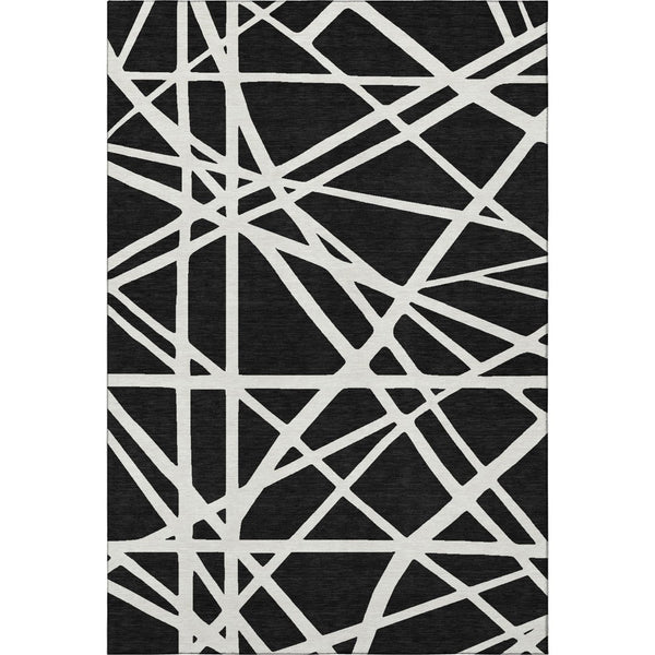 HomeRoots 8' X 10' Stylish Black and Ivory Geometric Area Rug – Washable, UV Protected, Perfect for Any Room! 681573