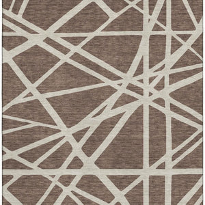 HomeRoots 5' X 8' Brown and Ivory Geometric Area Rug - Washable, UV Protected, Durable for Families & Pets 681577