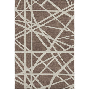 HomeRoots 5' X 8' Brown and Ivory Geometric Area Rug - Washable, UV Protected, Durable for Families & Pets 681577