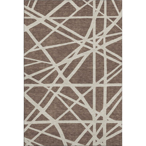 HomeRoots 9' X 12' Brown and Ivory Geometric Washable Area Rug – Durable, UV-Protected, Stylish & Easy-Clean! 681580