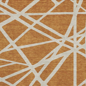 HomeRoots 5' X 8' Stylish Copper & Beige Geometric Area Rug - Washable, UV-Protected, Perfect for Homes! 681583