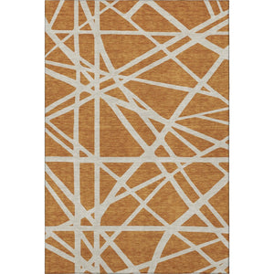 HomeRoots 8' X 10' Contemporary Copper & Beige Geometric Washable Area Rug with UV Protection for Homes 681585
