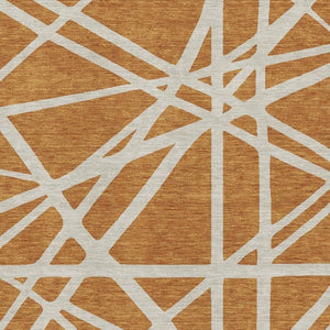 HomeRoots 10' X 14' Washable Copper & Beige Geometric Area Rug with UV Protection for Stylish Living Spaces 681587
