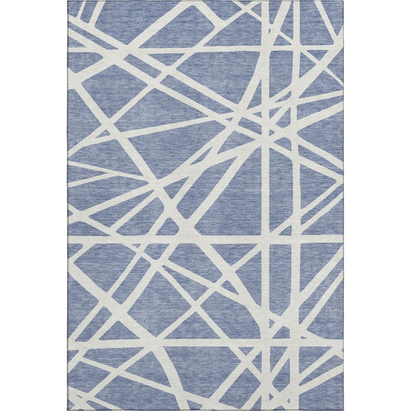 HomeRoots 8' X 10' Denim Blue Geometric Area Rug - Washable, UV Protected, Stain Resistant for Homes & Patios 681591