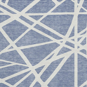 HomeRoots 8' X 10' Denim Blue Geometric Area Rug - Washable, UV Protected, Stain Resistant for Homes & Patios 681591