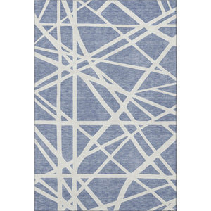 HomeRoots 8' X 10' Denim Blue Geometric Area Rug - Washable, UV Protected, Stain Resistant for Homes & Patios 681591