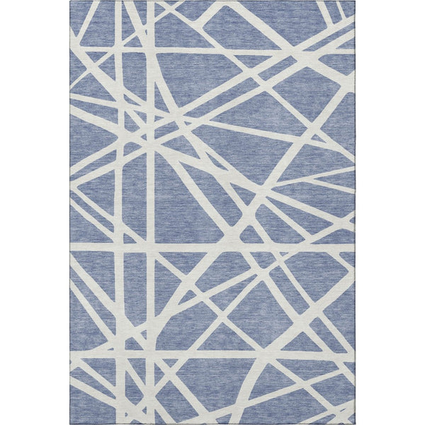 HomeRoots 8' X 10' Denim Blue Geometric Area Rug - Washable, UV Protected, Stain Resistant for Homes & Patios 681591