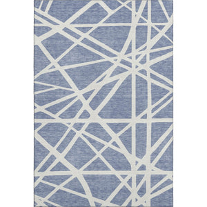 HomeRoots 9' X 12' Denim Blue Geometric Area Rug - Stylish, Durable, Washable, with UV Protection for Any Space 681592