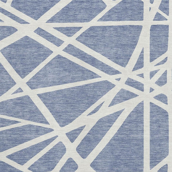 HomeRoots 9' X 12' Denim Blue Geometric Area Rug - Stylish, Durable, Washable, with UV Protection for Any Space 681592