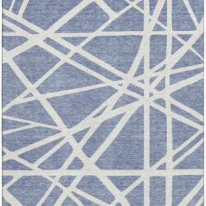 HomeRoots 9' X 12' Denim Blue Geometric Area Rug - Stylish, Durable, Washable, with UV Protection for Any Space 681592