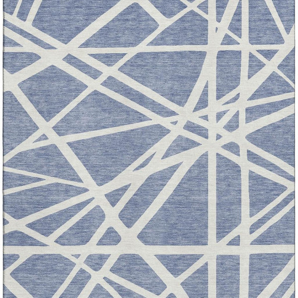 HomeRoots 9' X 12' Denim Blue Geometric Area Rug - Stylish, Durable, Washable, with UV Protection for Any Space 681592