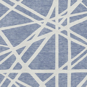 HomeRoots 10' X 14' Denim Blue & Ivory Geometric Washable Area Rug - Stylish, Stain-Resistant, UV-Protected! 681593
