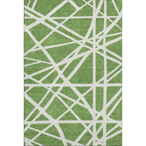 HomeRoots 8' X 10' Green and Ivory Geometric Area Rug - Washable, UV Protected, Durable for High-Traffic Spaces 681597