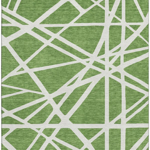 HomeRoots 8' X 10' Green and Ivory Geometric Area Rug - Washable, UV Protected, Durable for High-Traffic Spaces 681597