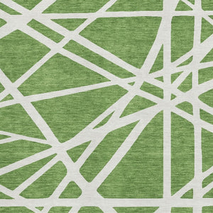 HomeRoots 9' X 12' Green & Ivory Geometric Area Rug - Washable, UV Protected, Stylish & Durable Floor Covering 681598