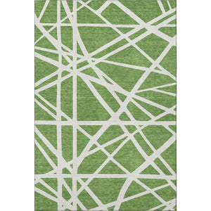HomeRoots 10' X 14' Geometric Area Rug - Green & Ivory, Washable, UV Protected, Perfect for Busy Homes! 681599