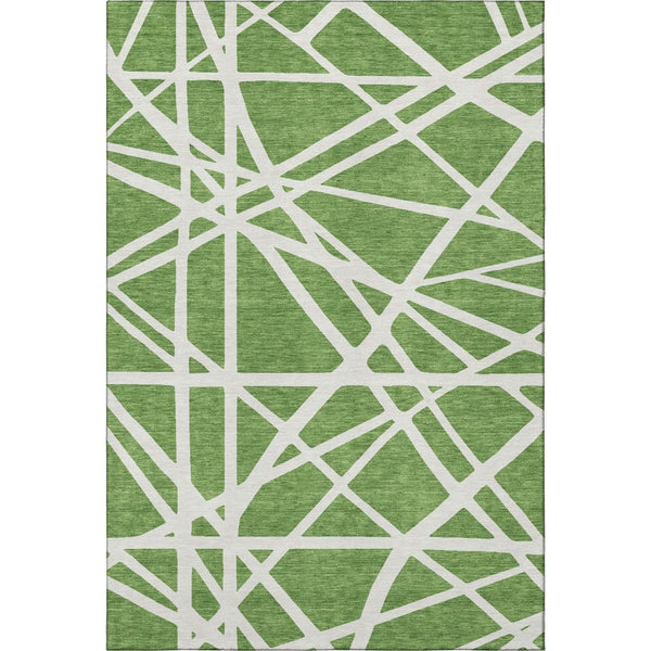 HomeRoots 10' X 14' Geometric Area Rug - Green & Ivory, Washable, UV Protected, Perfect for Busy Homes! 681599