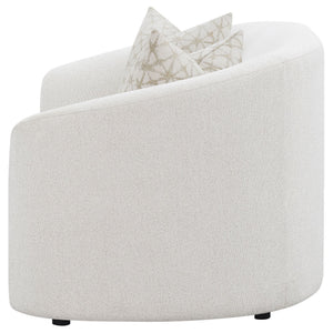 English Elm Rory Curved Latte Bouclé Loveseat with Sloped Arms and Down-Filled Pillows — Vintage Glam Seating B062P358090