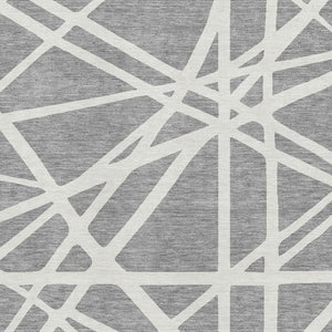 HomeRoots 5' X 8' Gray and Ivory Geometric Washable Area Rug with UV Protection for Stylish, Easy Care Living 681607