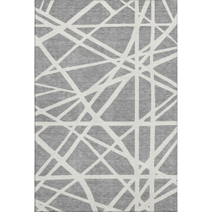 HomeRoots 10' X 14' Gray And Ivory Geometric Area Rug - Washable, UV Protected, Stain Resistant for Busy Homes 681611