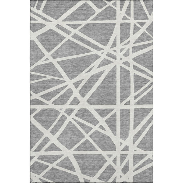 HomeRoots 10' X 14' Gray And Ivory Geometric Area Rug - Washable, UV Protected, Stain Resistant for Busy Homes 681611
