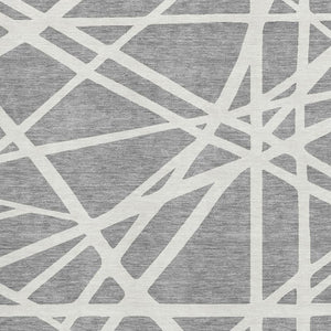 HomeRoots 10' X 14' Gray And Ivory Geometric Area Rug - Washable, UV Protected, Stain Resistant for Busy Homes 681611