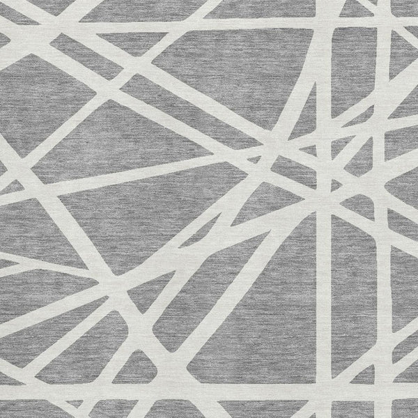 HomeRoots 10' X 14' Gray And Ivory Geometric Area Rug - Washable, UV Protected, Stain Resistant for Busy Homes 681611